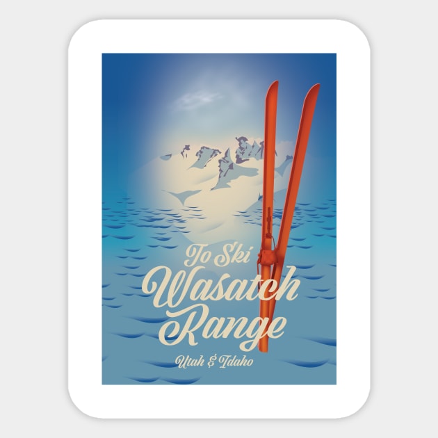 Wasatch Range Utah & Idaho Ski poster Sticker by nickemporium1